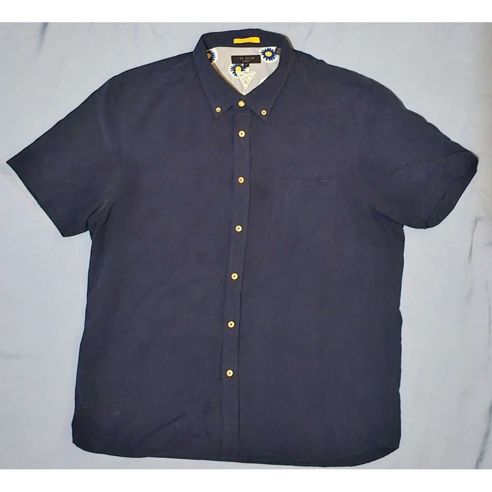 TED BAKER MENS SIZE 6‎ FITTED BLUE ULTRA SOFT SS BUTTON DOWN SHIRT